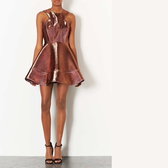 topshop rose gold dress